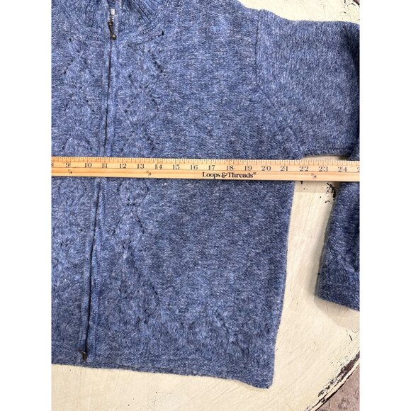 Columbia Women's Blue Knit Full-Zip Sweater L Acrylic/Wool Blend - Picture 7 of 8